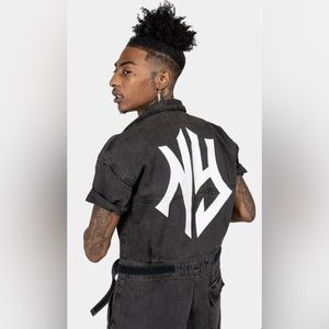 NWT Spirit Jersey Unisex New York Canvas Cut Off Boiler Jumpsuit